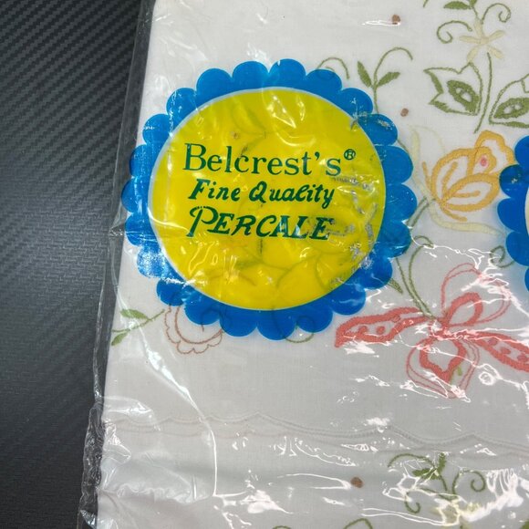 Vintage Belcrests Embroidered Broderie Pillow Cases 100% Cotton Percale One Pair - Picture 5 of 9